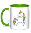Чашка з кольоровою ручкою Unicorn Лаймовий фото