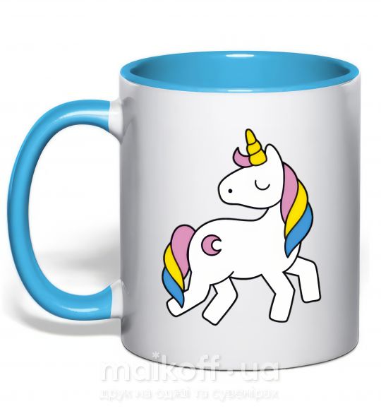 Чашка з кольоровою ручкою Unicorn Блакитний фото