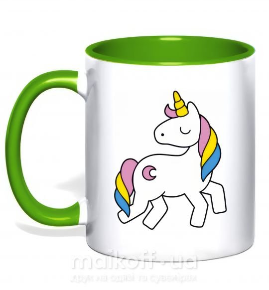 Чашка з кольоровою ручкою Unicorn Зелений фото