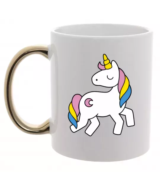 Чашка с цветной ручкой Unicorn Золото фото