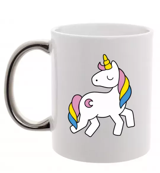 Чашка с цветной ручкой Unicorn Серебро фото