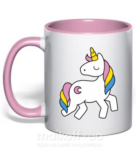 Чашка з кольоровою ручкою Unicorn Ніжно рожевий фото