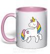 Чашка з кольоровою ручкою Unicorn Ніжно рожевий фото