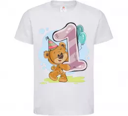 Детская футболка 1 годик мишка Белый фото