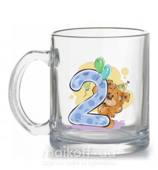 Чашка скляна 2 годика мишка Прозорий фото