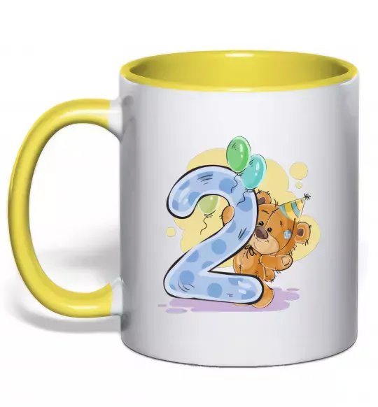 Чашка с цветной ручкой 2 рочки Солнечно желтый фото