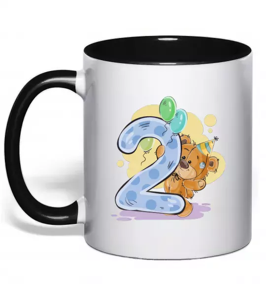 Чашка с цветной ручкой 2 рочки Черный фото