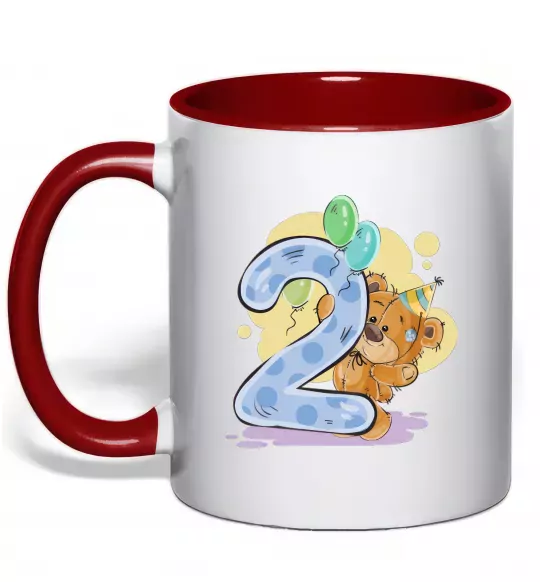 Чашка с цветной ручкой 2 рочки Красный фото