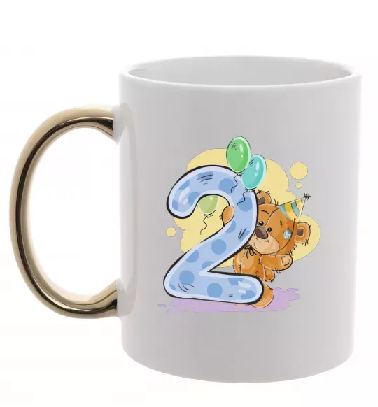 Чашка с цветной ручкой 2 рочки Золото фото