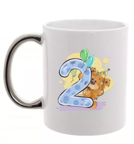 Чашка с цветной ручкой 2 рочки Серебро фото