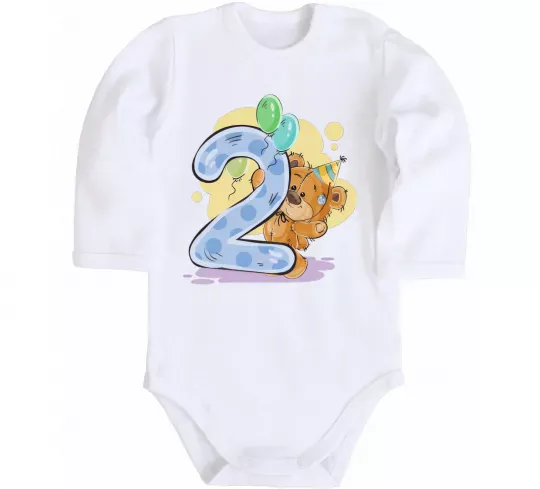 Дитячий бодік 2 рочки Білий фото