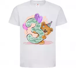 Детская футболка 3 годика мишка Белый фото