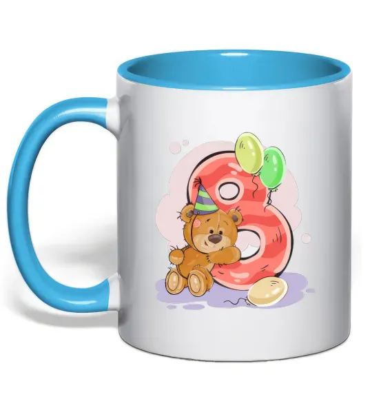 Чашка з кольоровою ручкою 8 рочків Блакитний фото