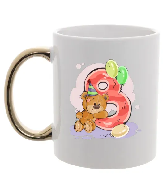 Чашка з кольоровою ручкою 8 рочків Золото фото