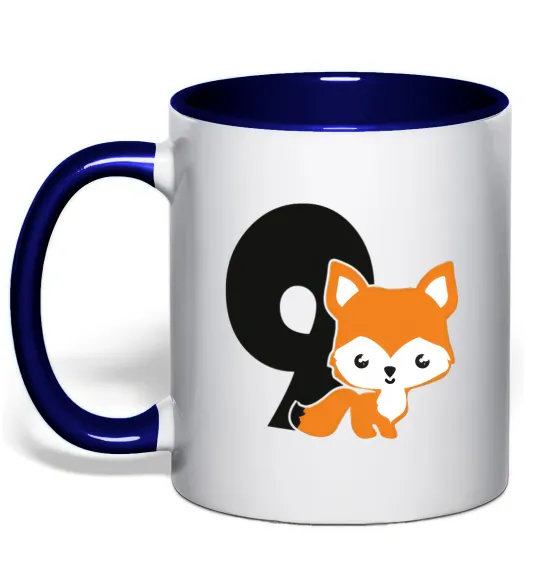 Чашка с цветной ручкой 9 рочків лисиця Глубокий темно-синий фото