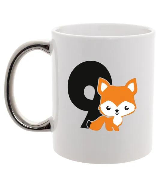 Чашка с цветной ручкой 9 рочків лисиця Серебро фото