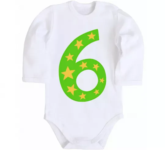 Дитячий бодік 6 років зірочки Білий фото