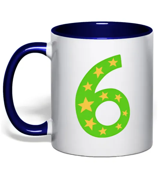 Чашка з кольоровою ручкою 6 років зірочки Глибокий темно-синій фото