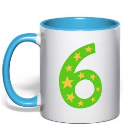 Чашка з кольоровою ручкою 6 років зірочки