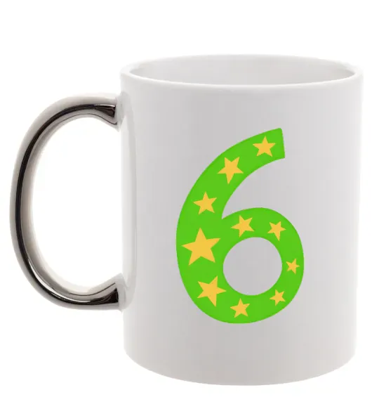 Чашка з кольоровою ручкою 6 років зірочки Срібло фото
