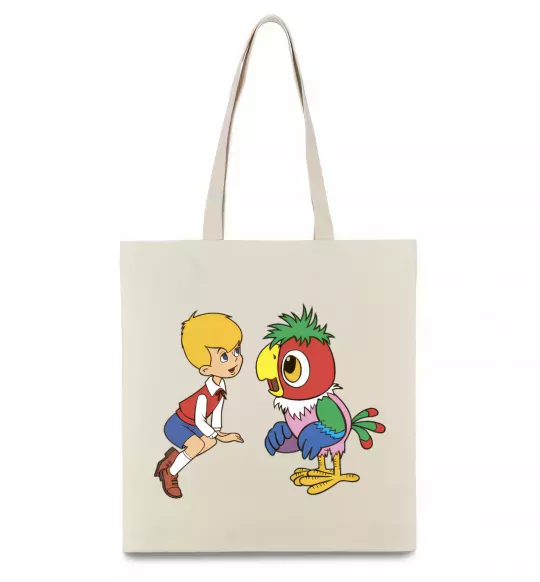 Эко-сумка Попугай Кеша Бежевый фото