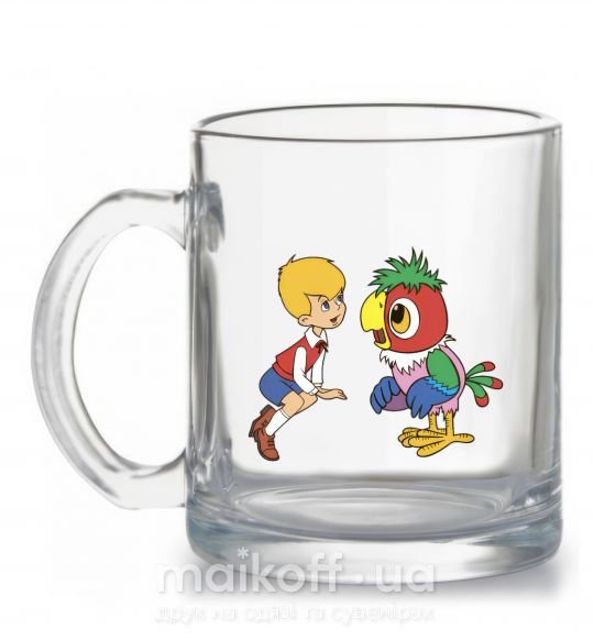 Чашка стеклянная Попугай Кеша Прозрачный фото