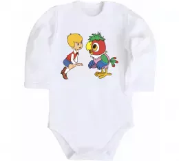 Дитячий бодік Кіт у чоботях маленький Білий фото