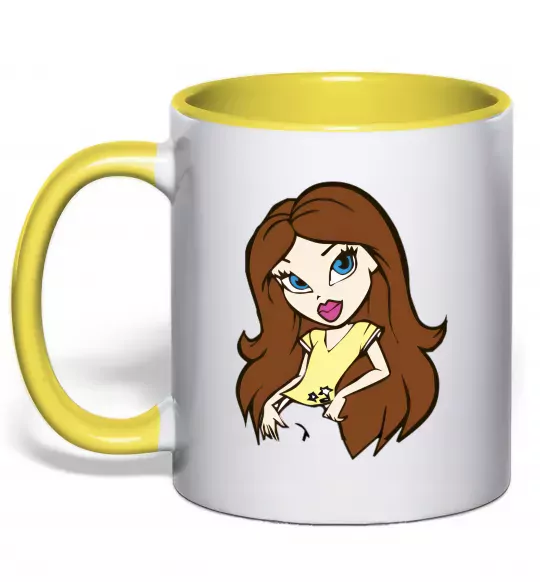 Чашка с цветной ручкой Барби Братц Солнечно желтый фото