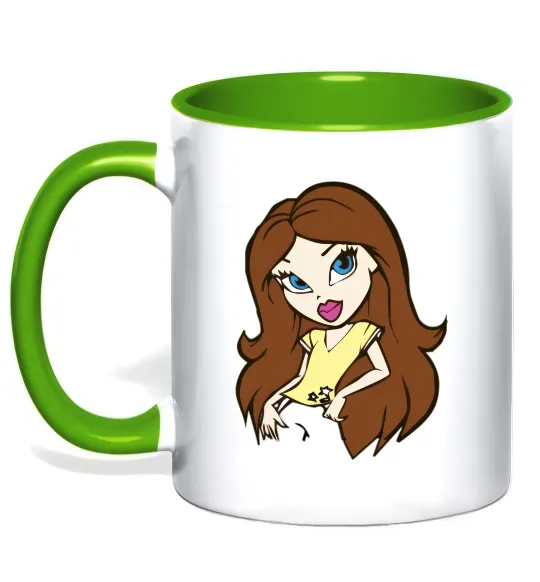 Чашка з кольоровою ручкою Барби Братц Лаймовий фото