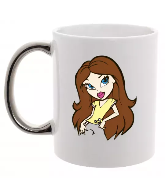 Чашка с цветной ручкой Барби Братц Серебро фото