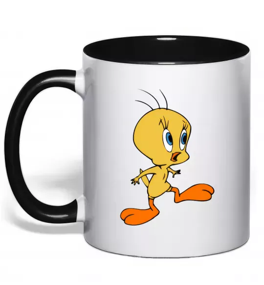 Чашка з кольоровою ручкою Tweety Чорний фото