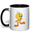 Чашка з кольоровою ручкою Tweety Чорний фото