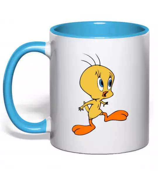 Чашка з кольоровою ручкою Tweety Блакитний фото