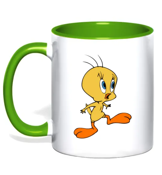 Чашка з кольоровою ручкою Tweety Зелений фото