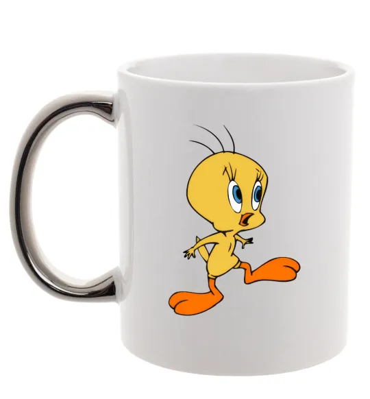 Чашка з кольоровою ручкою Tweety Срібло фото