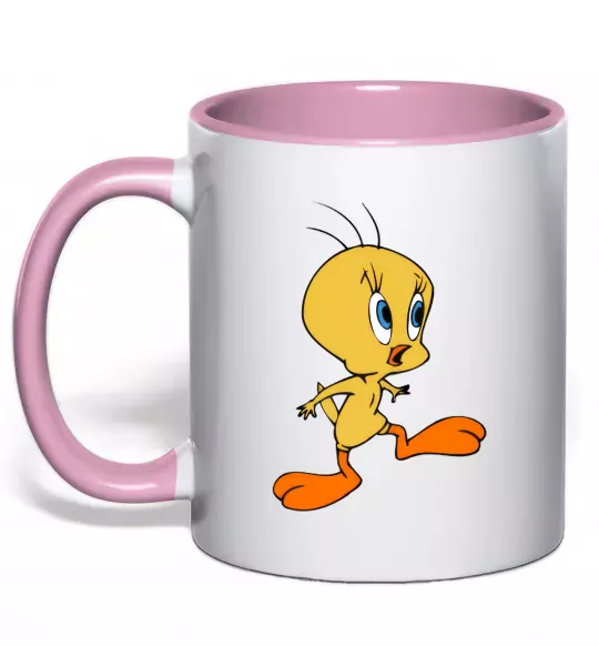 Чашка з кольоровою ручкою Tweety Ніжно рожевий фото