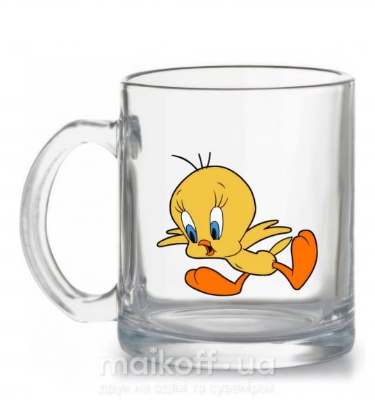 Чашка стеклянная Shocked Tweety Прозрачный фото