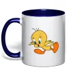 Чашка с цветной ручкой Shocked Tweety Глубокий темно-синий фото