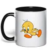 Чашка с цветной ручкой Shocked Tweety Черный фото