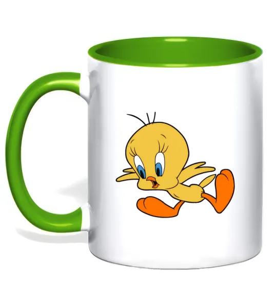Чашка с цветной ручкой Shocked Tweety Лаймовый фото
