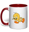 Чашка с цветной ручкой Shocked Tweety Красный фото