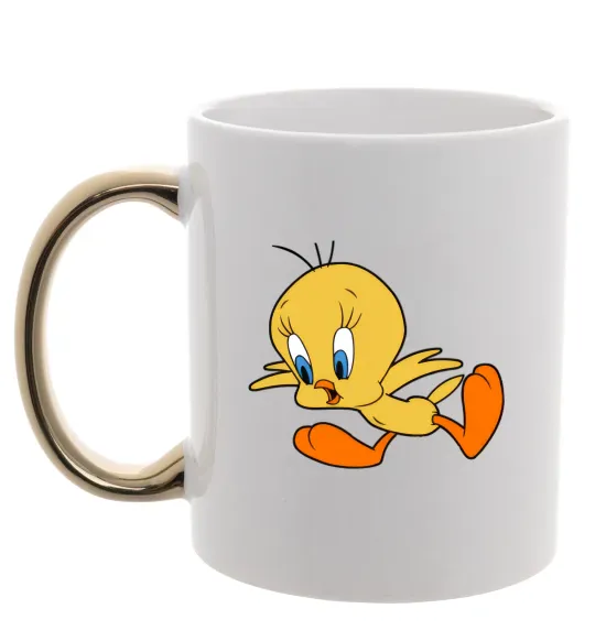 Чашка с цветной ручкой Shocked Tweety Золото фото