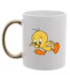 Чашка с цветной ручкой Shocked Tweety Золото фото