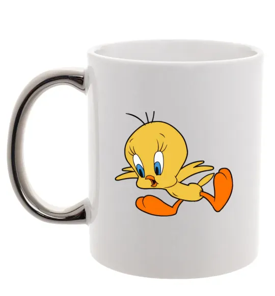 Чашка с цветной ручкой Shocked Tweety Серебро фото