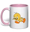 Чашка с цветной ручкой Shocked Tweety Нежно розовый фото