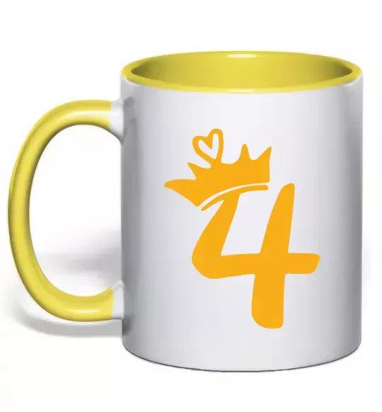 Чашка с цветной ручкой 4 crown Солнечно желтый фото