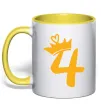 Чашка с цветной ручкой 4 crown Солнечно желтый фото