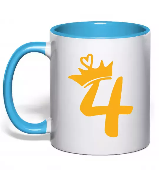 Чашка с цветной ручкой 4 crown Голубой фото