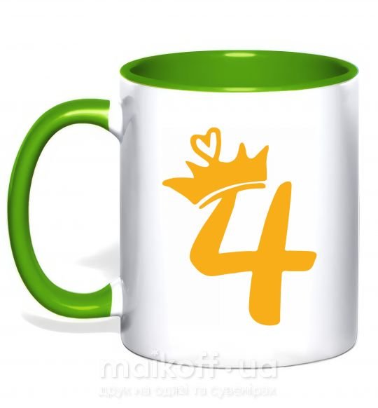 Чашка з кольоровою ручкою 4 crown Зелений фото
