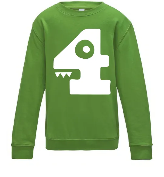 Дитячий світшот Four цифра 4 Лаймовий фото